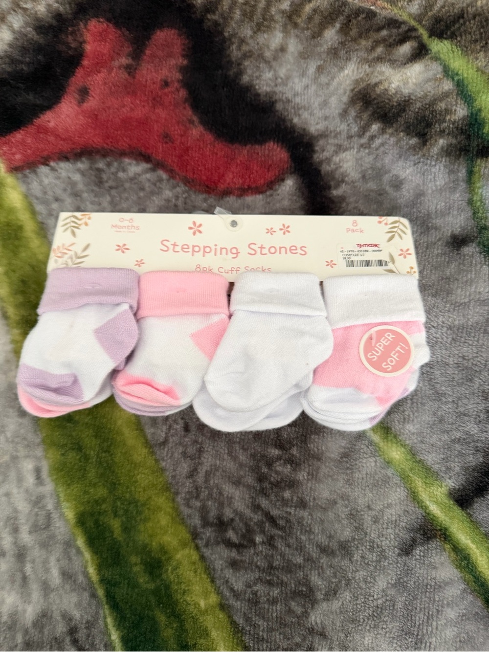 Stepping Stones Baby Cuff Socks 8-Pack — Pink & Lavender Accents